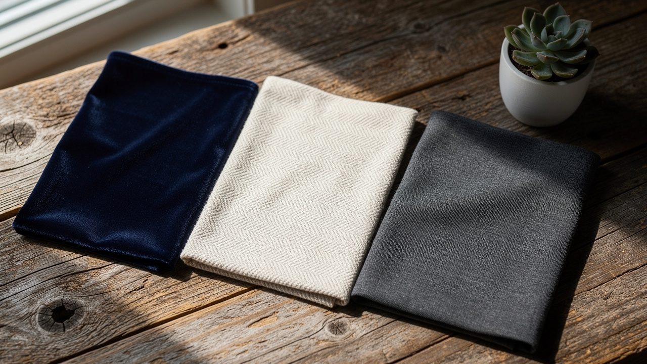 Selection of quality upholstery fabric swatches for loose covers
