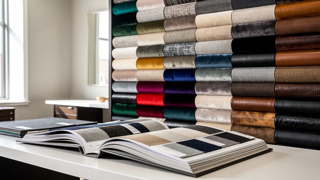 Commercial upholstery fabric samples and material options